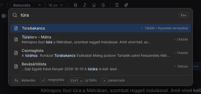 A kereső találatokkal