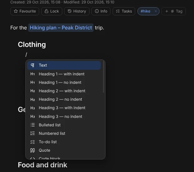 The / menu